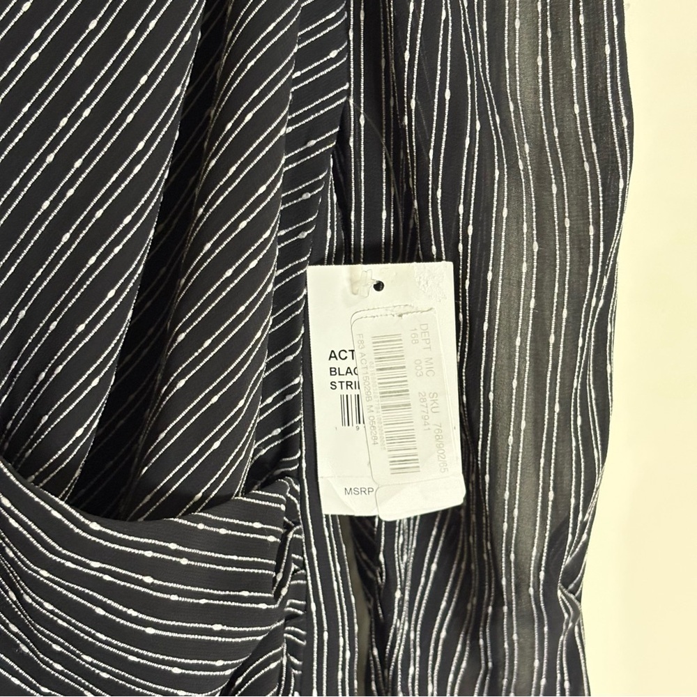 ASTR the Label Bernadette Black White Stripe Surplice Bodysuit Size Medium NWT - Picture 6 of 7